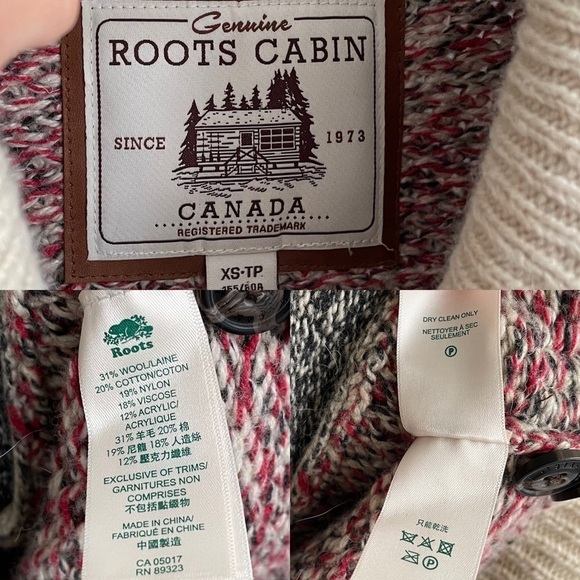 Roots Canada Women’s Cabin Wool Button Front Shawl Cardigan Sweater XS - Picture 4 of 4